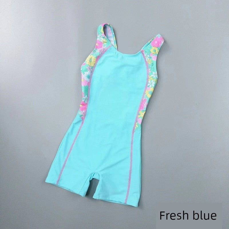 Girls' One-Piece Boxer Sports Swimsuit