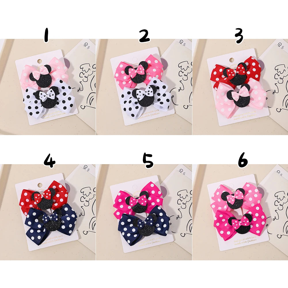 2pcs Set Polka Dot Hair Bow Clips