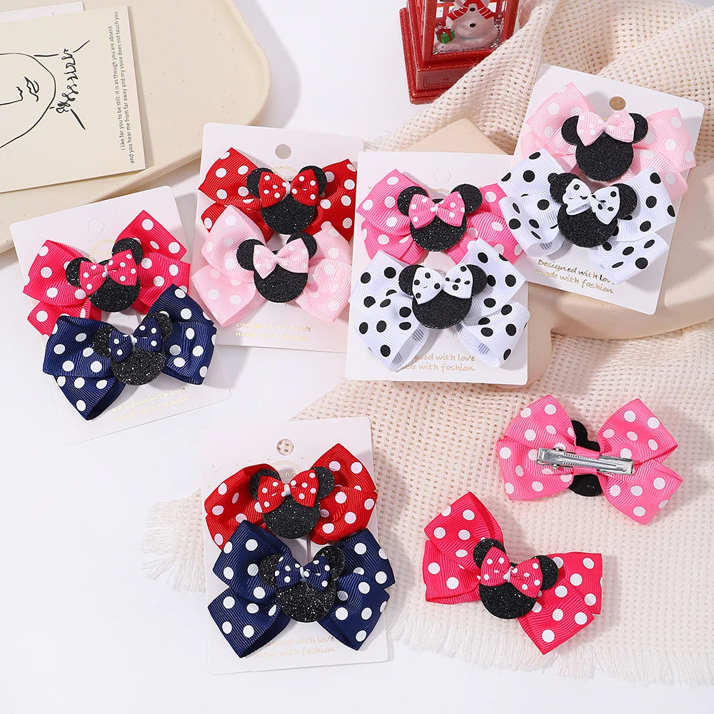 2pcs Set Polka Dot Hair Bow Clips