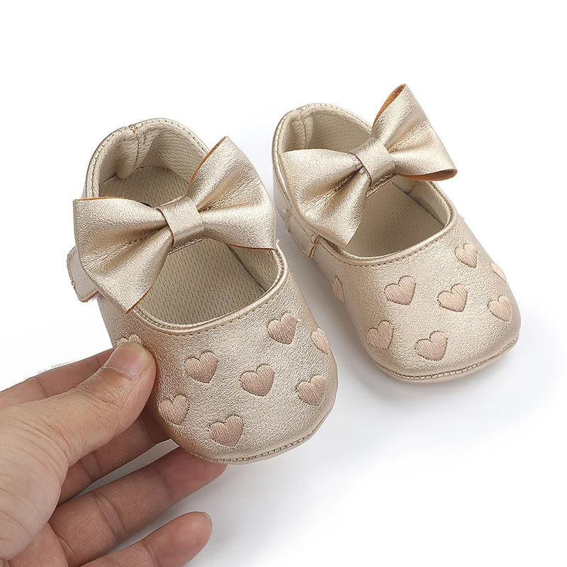 Classic Toddler Girls Dress Shoes with Bow 0-18M