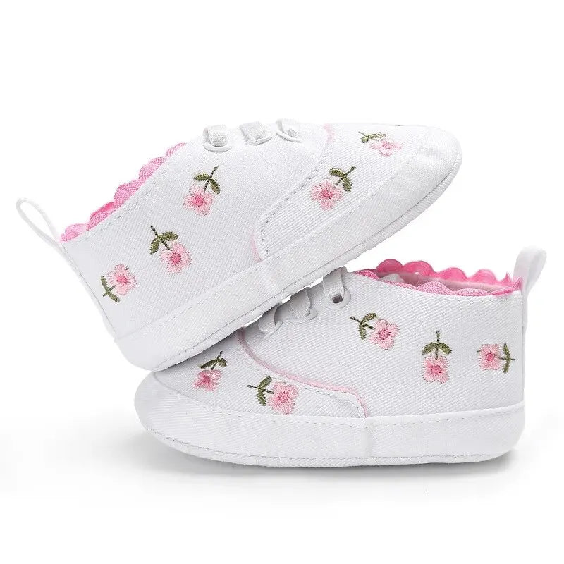 Infant Girl's White/Pink Floral Shoes