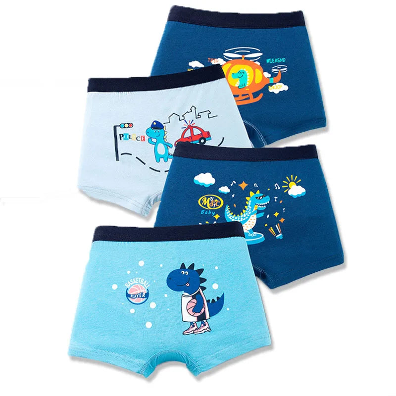 Multipack Dinosaur Pattern Athflow Style Boys' Boxer Briefs – Breathable Cotton Underwear (3-12 Years)