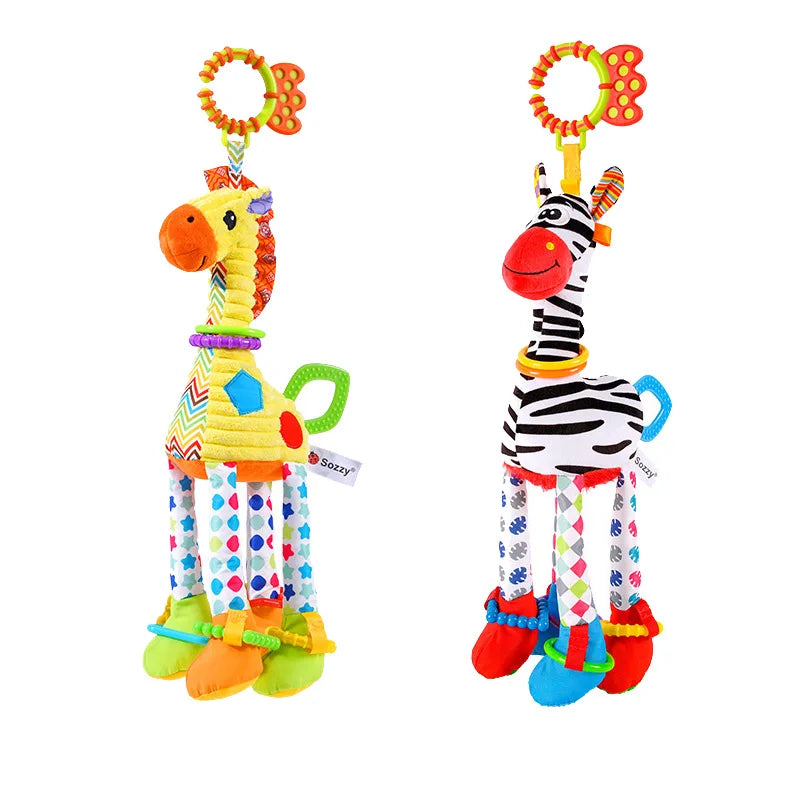 Plush Animal Rattle with Built-in Teether