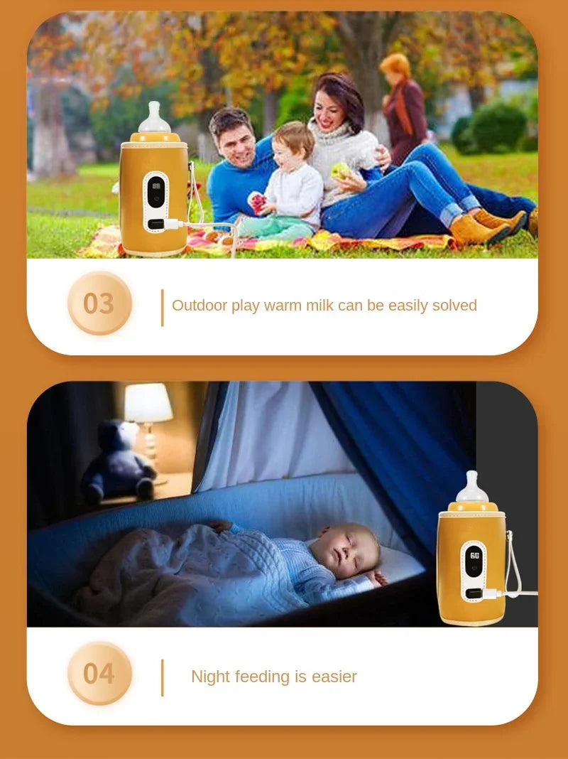 USB Baby Milk Bottle Thermal Bag – Portable Digital Display Heater for Travel