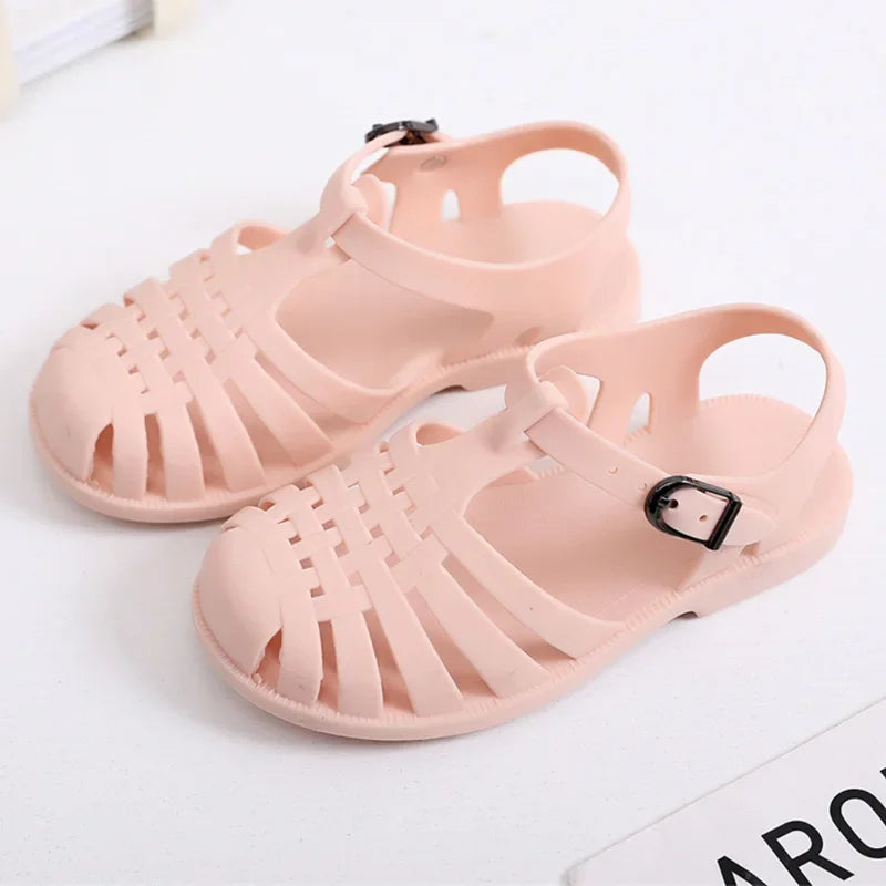 Leather Buckle-Strap Summer Sandals