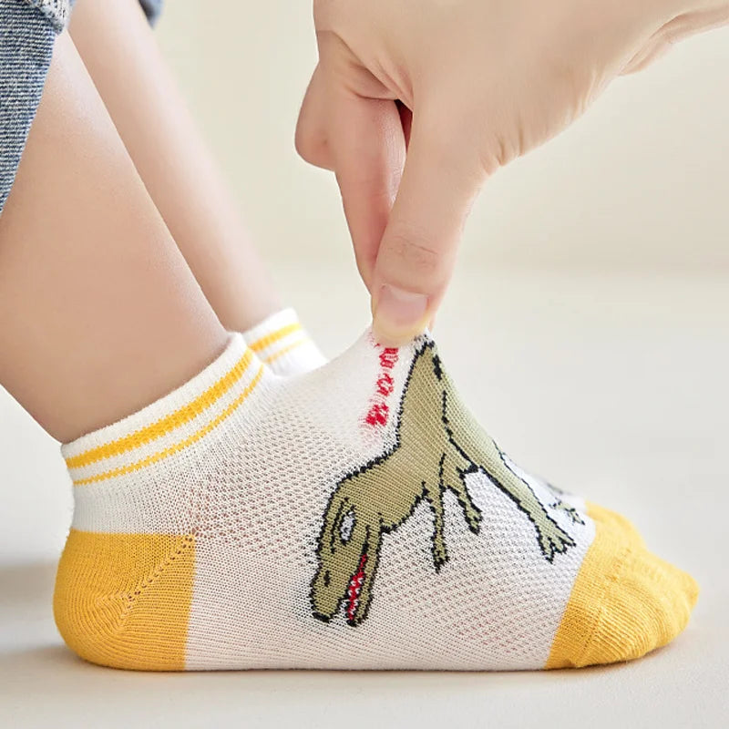 5ct Pack Boys' Dinosaur Ankle Socks