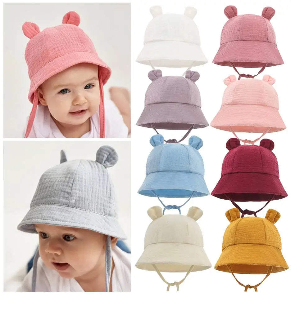 Soft Cotton Baby Bucket Hat with Ears