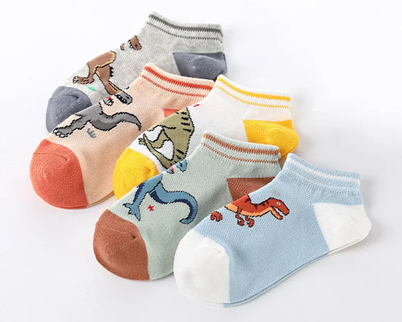 5ct Pack Boys' Dinosaur Ankle Socks