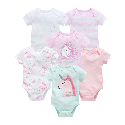 3ct & 6ct Newborn Cartoon Graphic Onesies 0-12M