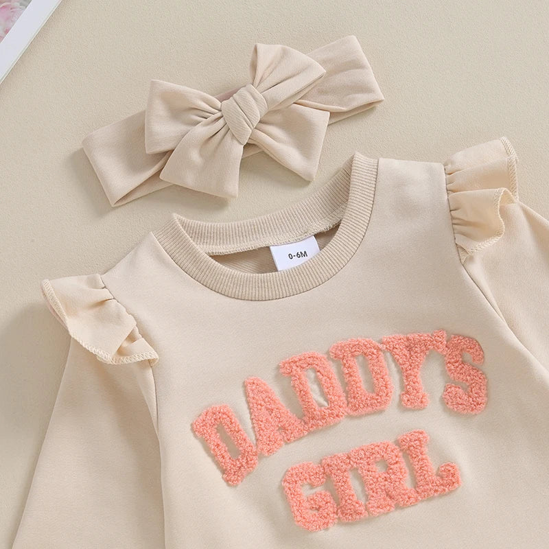 "Daddy's Girl" Long-Sleeve Onesie with Matching Bow