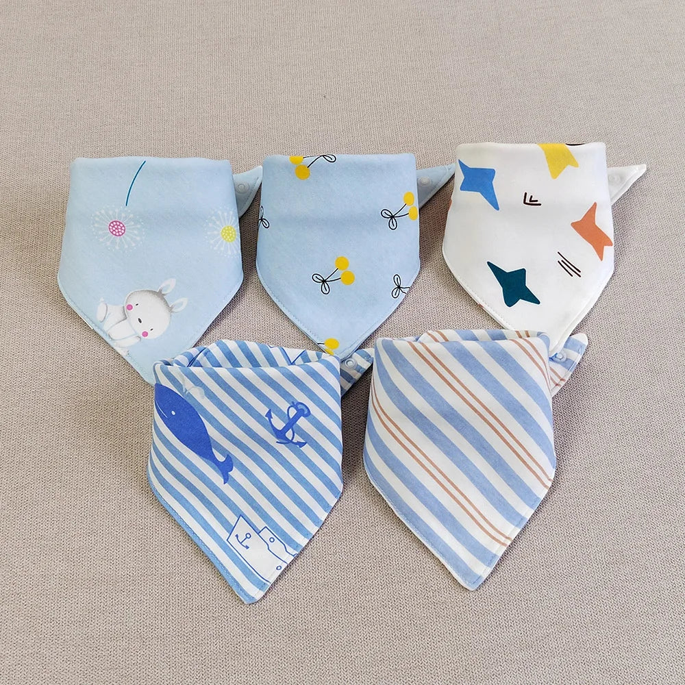 5Pcs Baby Bandana Bibs – Soft & Absorbent Cotton Saliva Towels