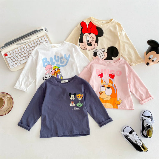 9M-6Y Mickey, Minnie, & Bluey Long Sleeve T-Shirt