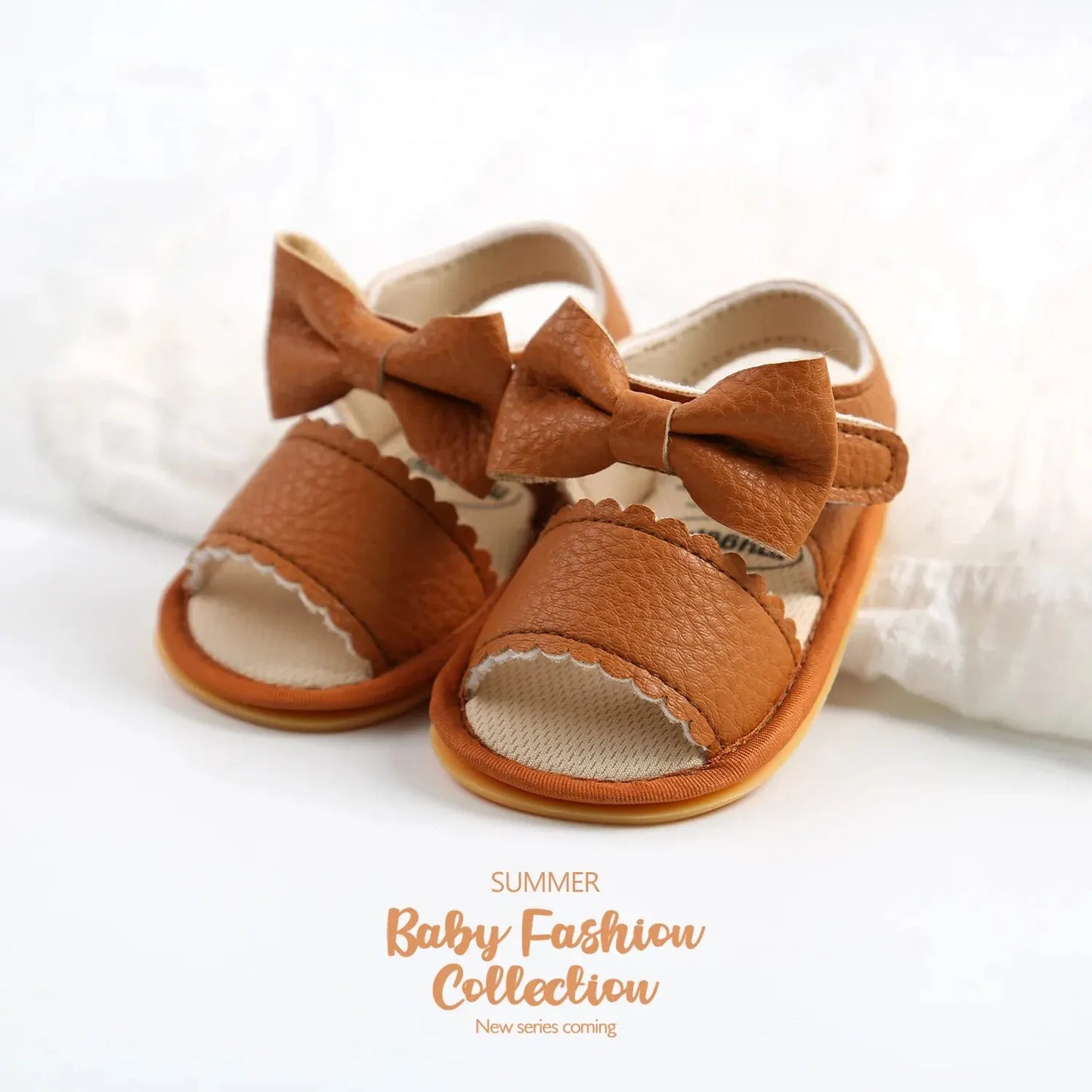 0-18M Girls' Bowknot Open Toe Leather Summer Sandals