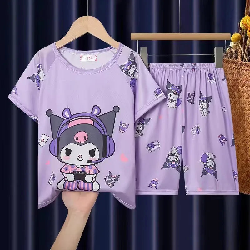 Toddler Girls Kuromi and My Melody Character Pajama Sets