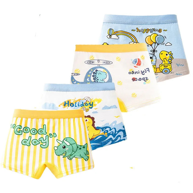 Multipack Dinosaur Pattern Athflow Style Boys' Boxer Briefs – Breathable Cotton Underwear (3-12 Years)