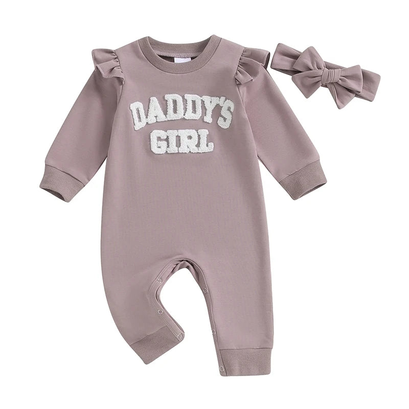 "Daddy's Girl" Long-Sleeve Onesie with Matching Bow