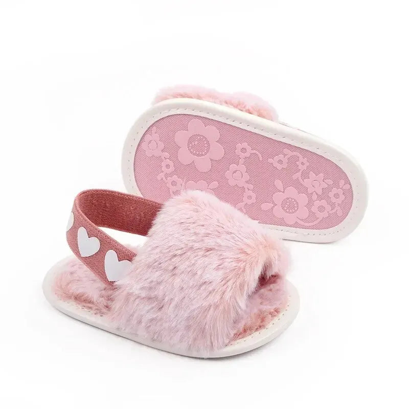 Infant Girls' Fur Flat Sandals