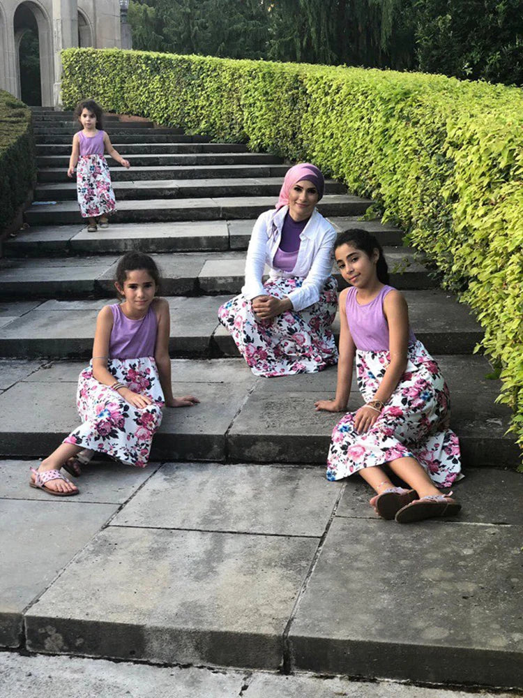 Mother and Daughter Matching Floral Long Dress