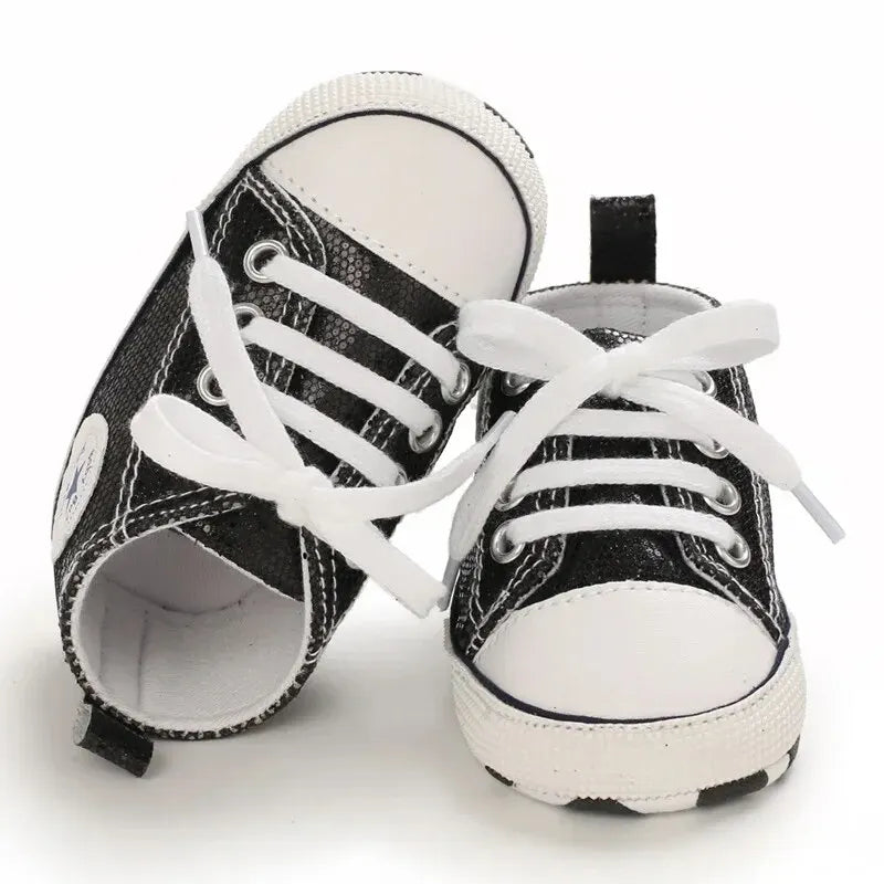 0-18M First Walker Nonslip Shimmer Lace Sneakers