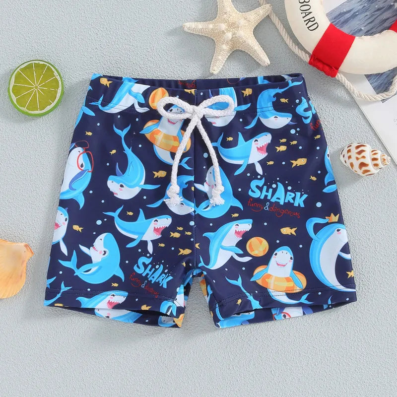 Toddler Boys' Shark Print Swim Trunks