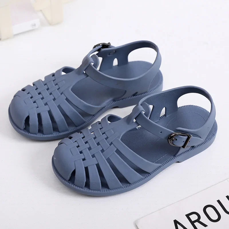 Leather Buckle-Strap Summer Sandals