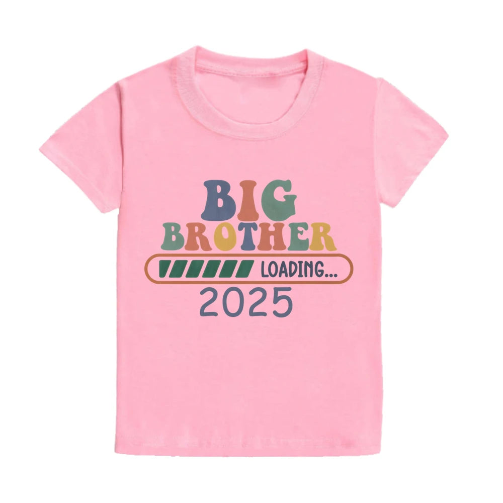 Big Brother Loading 2025 Kids T-Shirt – Casual Pregnancy Announcement Tee