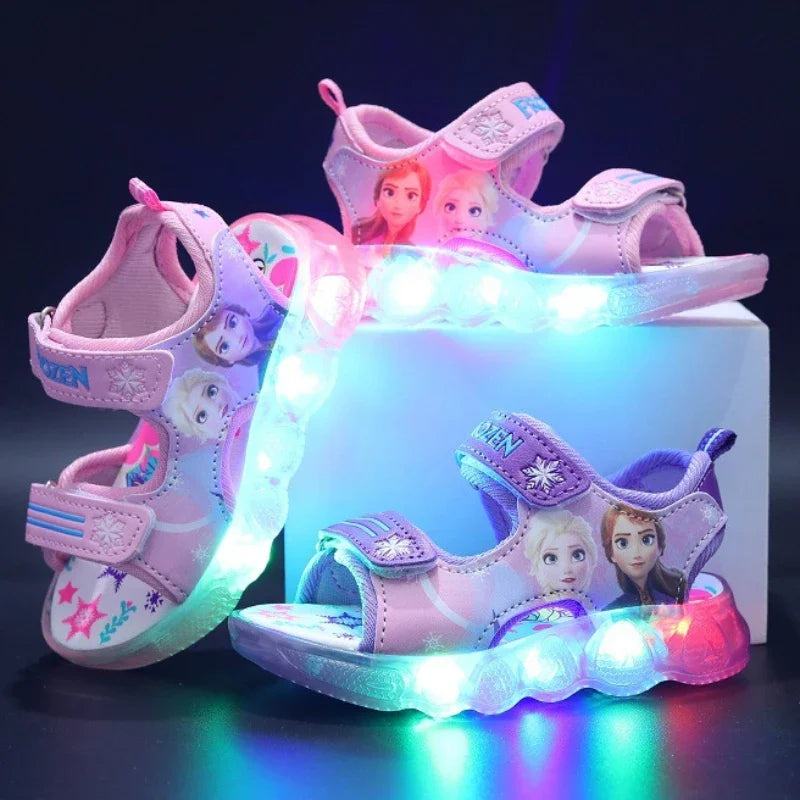 Disney Princess Frozen Elsa LED Light Up Luminous Toddler Sandals