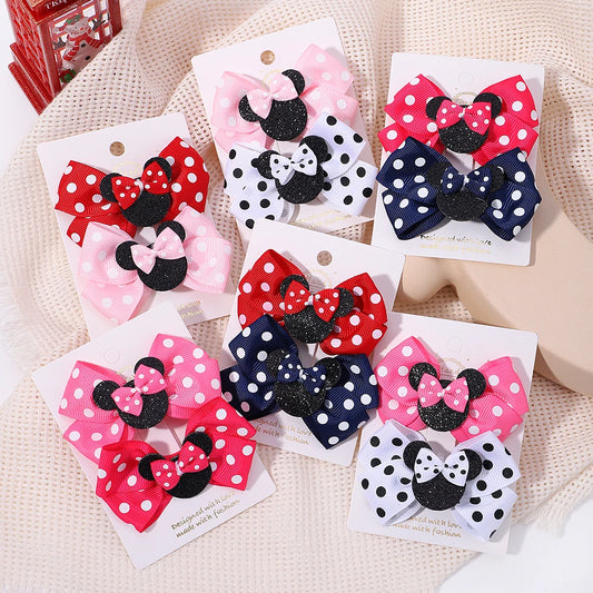 2pcs Set Polka Dot Hair Bow Clips