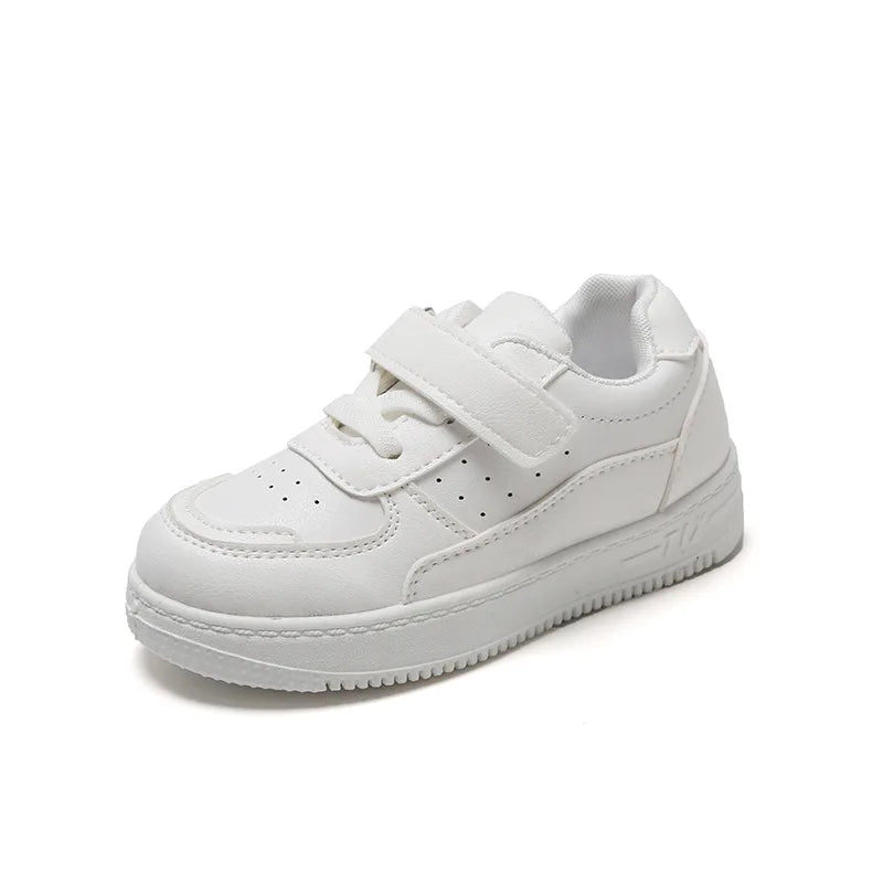 Children's Hook-and-Loop White Sneakers