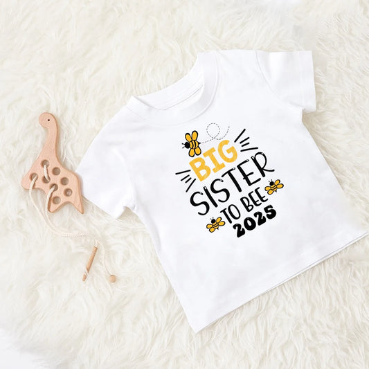 "Sister To Bee" Printed Kids' T-Shirt – Adorable & Comfy Casual Tee for Big Sisters 🐝💛