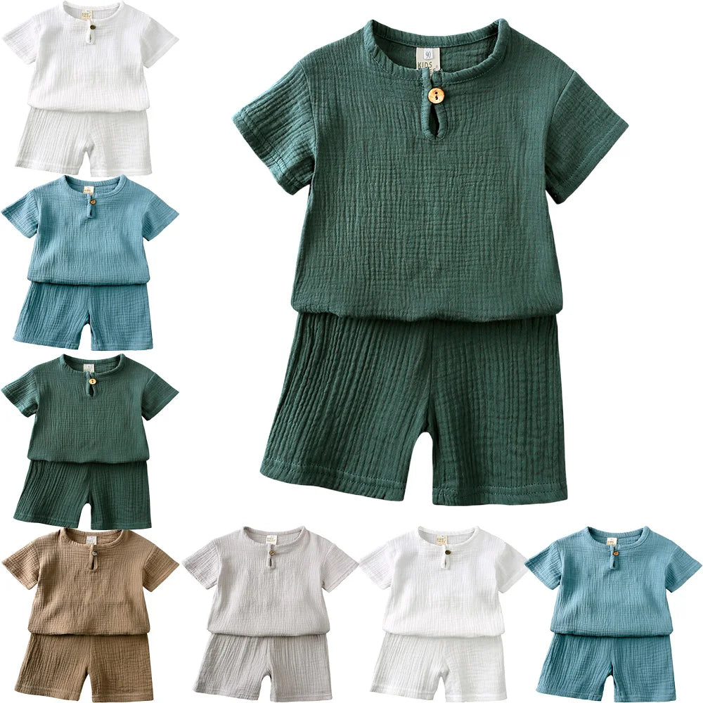 Cotton Knit Short Sleeve Matching Sets