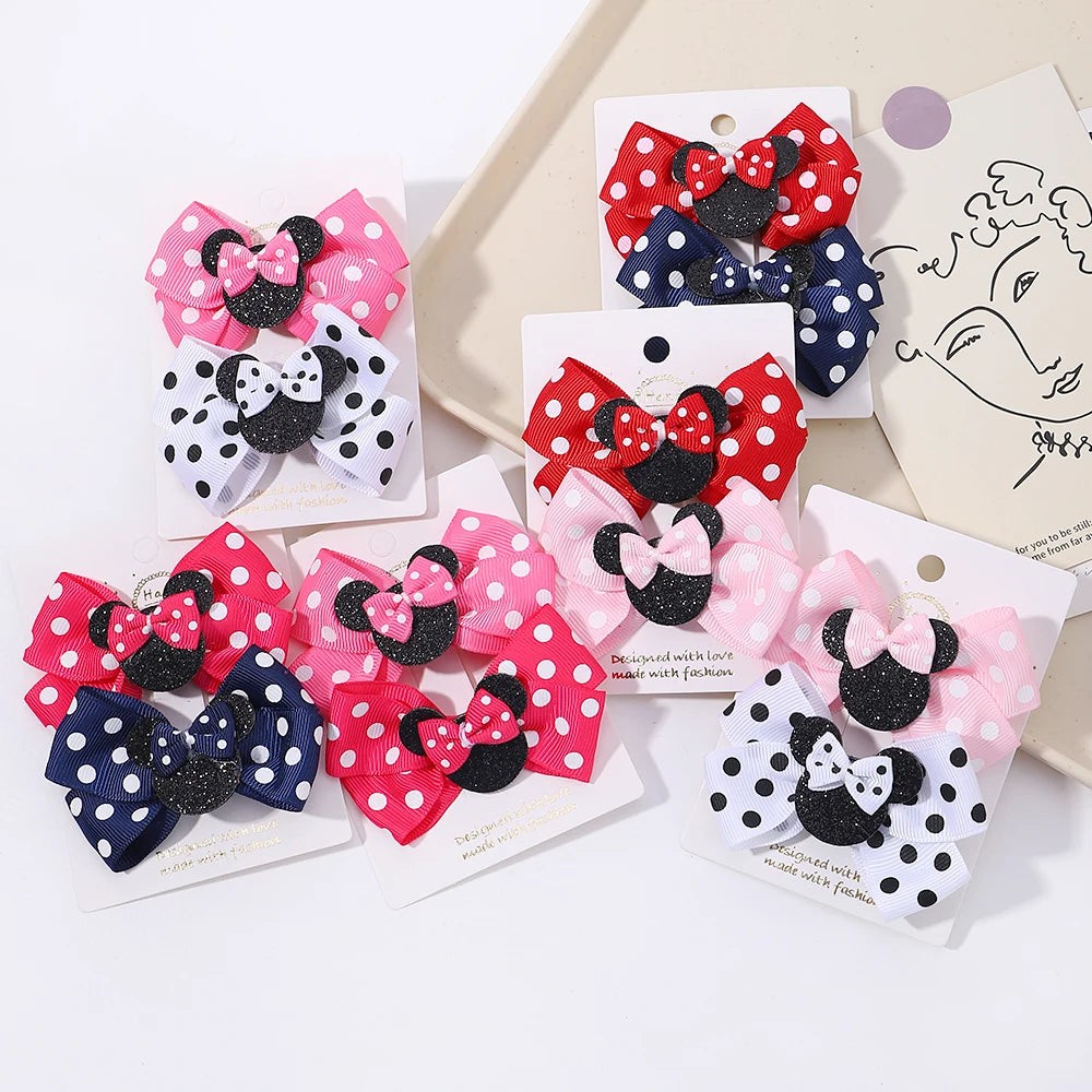 2pcs Set Polka Dot Hair Bow Clips