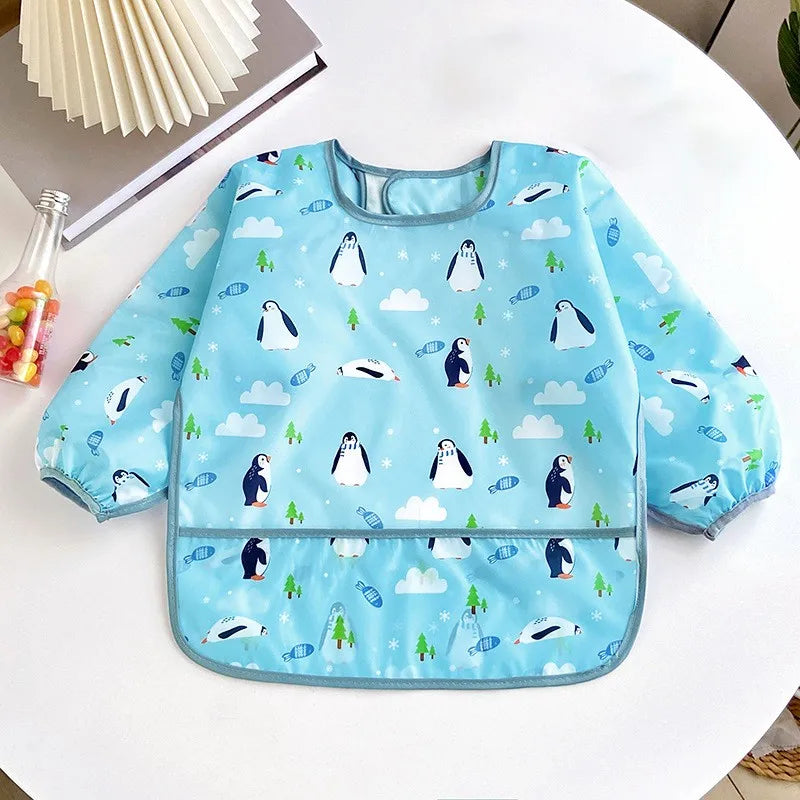 Waterproof Long-Sleeve Baby Bib – Cute &amp; Mess-Free Feeding Apron