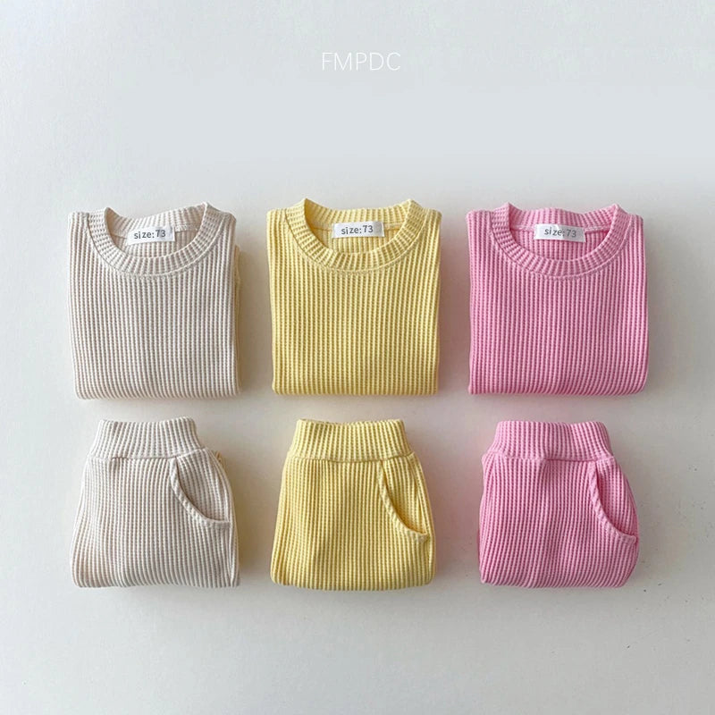 Ribbed Cotton Solid Colored Sweater Set 6M-3T