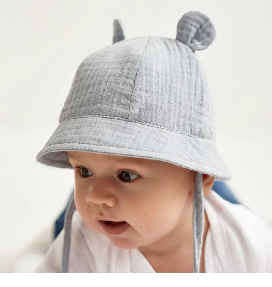 Soft Cotton Baby Bucket Hat with Ears