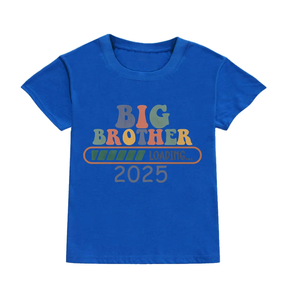 Big Brother Loading 2025 Kids T-Shirt – Casual Pregnancy Announcement Tee