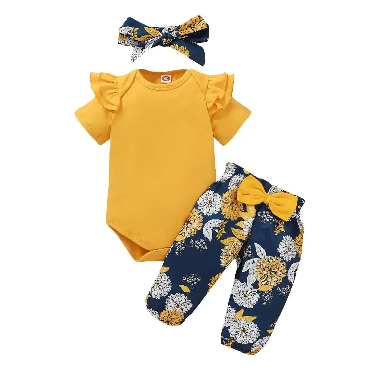 3pc Newborn Baby Girls Sunflower Matching Set