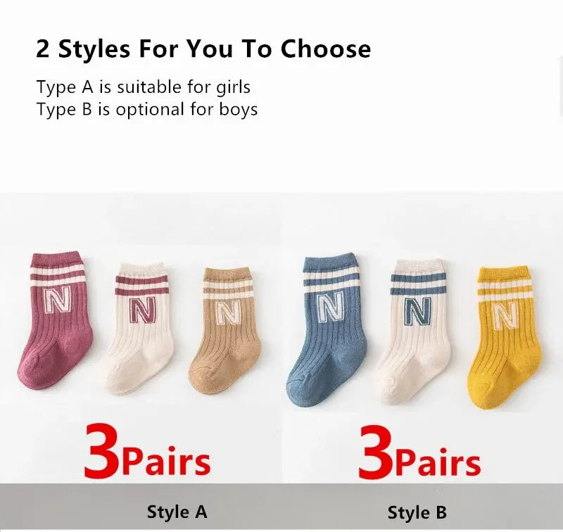 3 Piece Set Soft Cotton Knit Baby and Toddler Socks