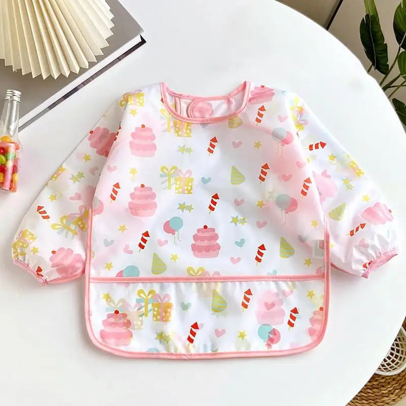 Waterproof Long-Sleeve Baby Bib – Cute &amp; Mess-Free Feeding Apron