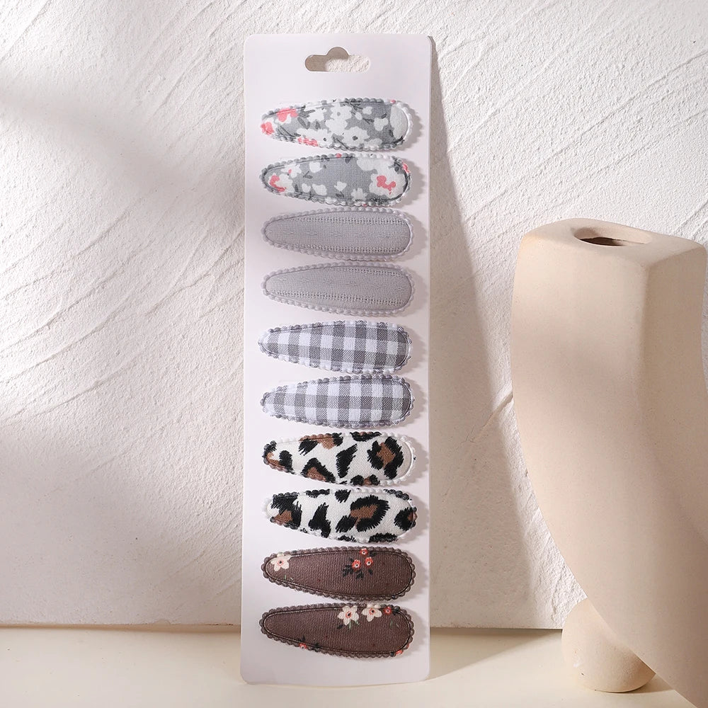 10-Piece Set Plaid Hair Barrettes