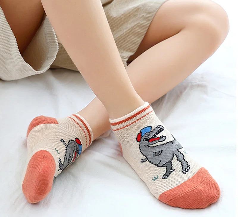 5ct Pack Boys' Dinosaur Ankle Socks