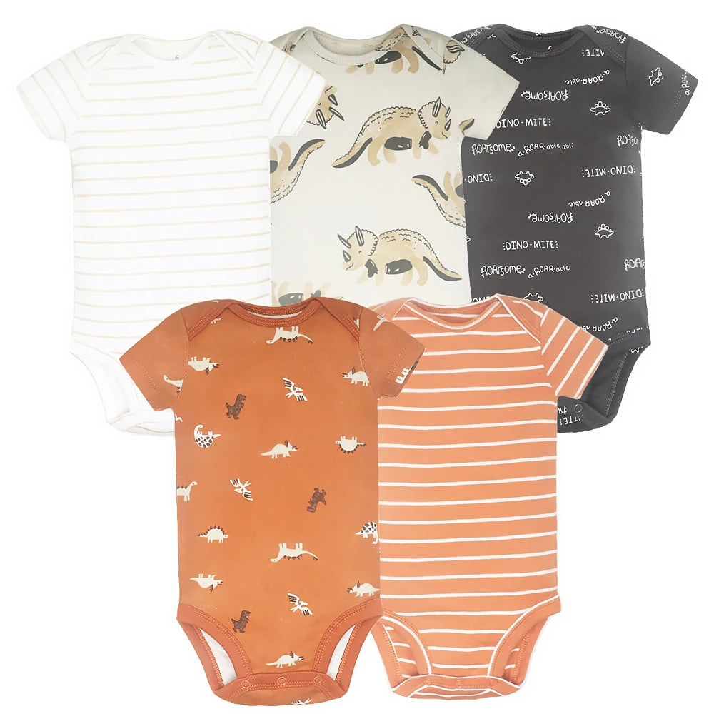 5pc 100% Cotton Short Sleeve Onesies  6-24M