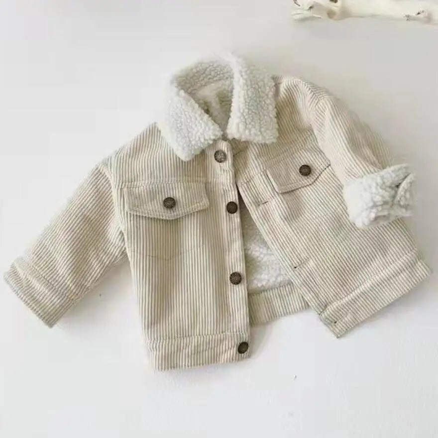 Children Outerwear Thick Lamb Velvet Coat For Girls Infant Kids Casual Corduroy Jacket Autumn Winter Baby Boys Clothes